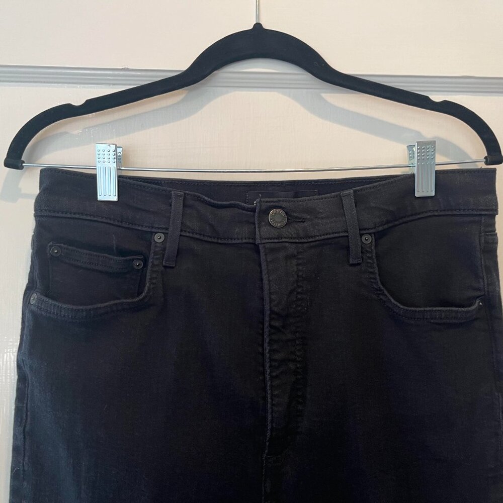 Denim Forum Lola Ultra High Rise Skinny Crop Raw Hem Jean in Black--Size 32 - Picture 4 of 6